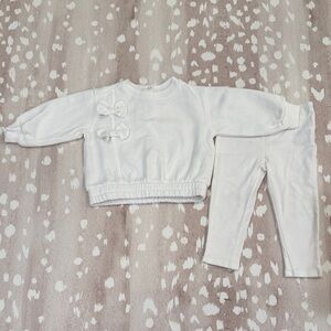 Habitual Girls Bow Sweatshirt & Leggings Set White 18M Cozy Cute Outfit